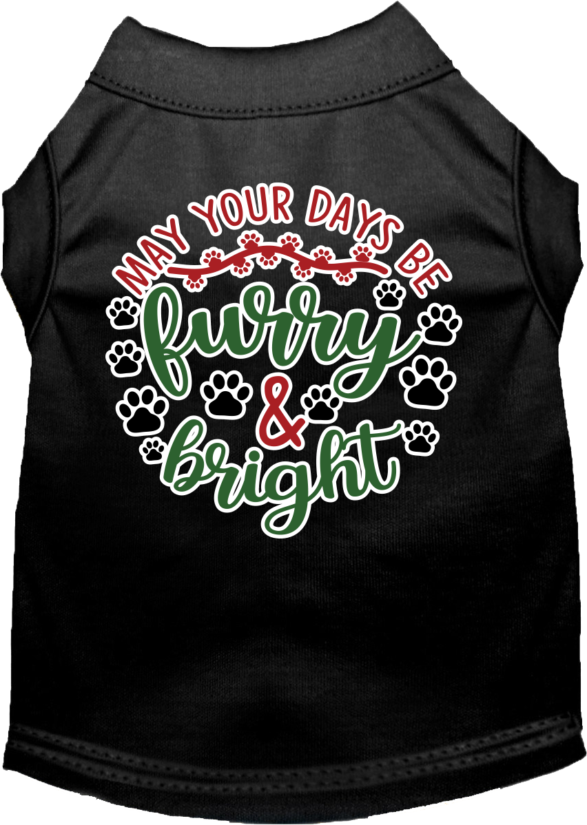 Furry and Bright Screen Print Dog Shirt Black Size LG